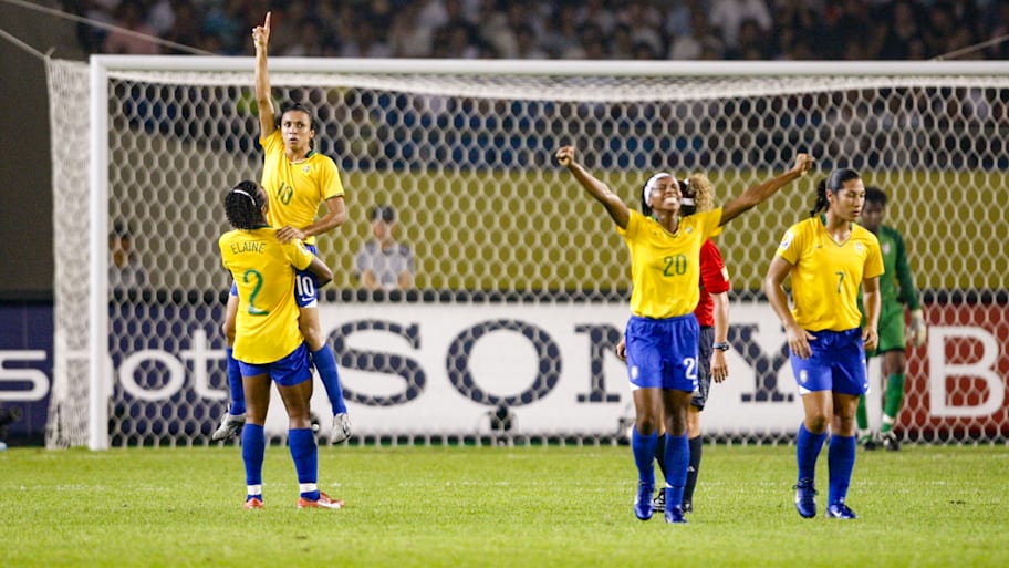 Marta of Brazil celebrates a goal against the U.S. at the 2007 Women's World Cup