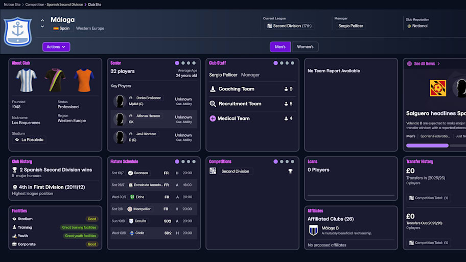 Málaga on Football Manager 26