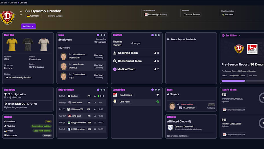 Dynamo Dresden on Football Manager 26