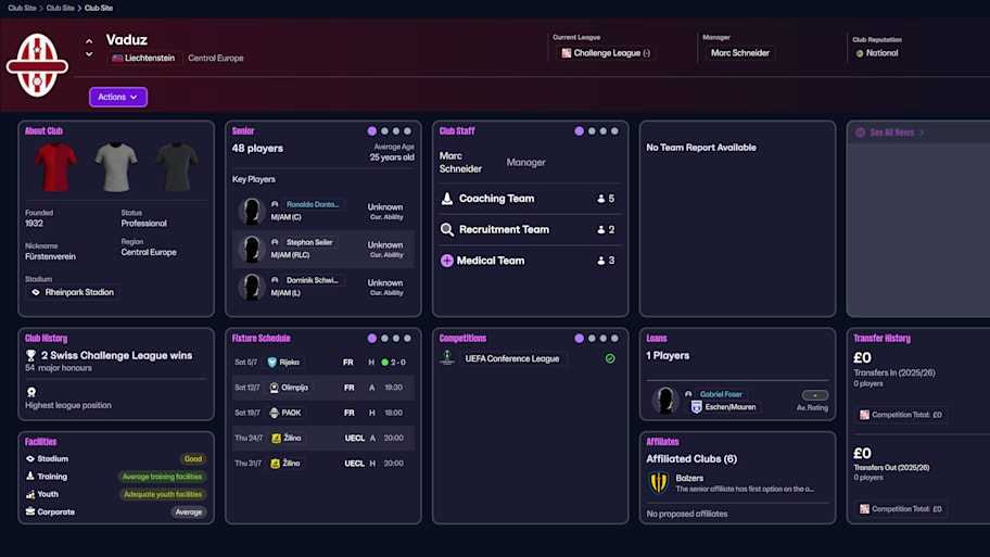 Vaduz on Football Manager 26