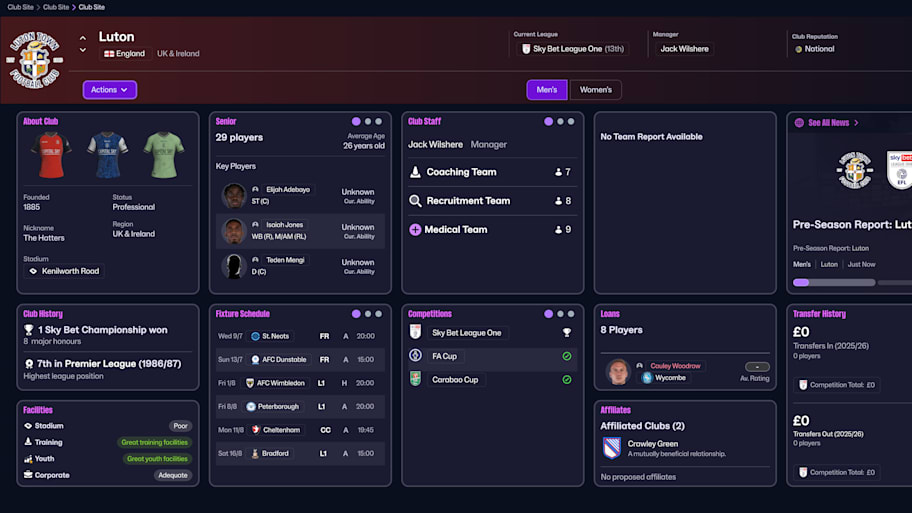 Luton on Football Manager 26
