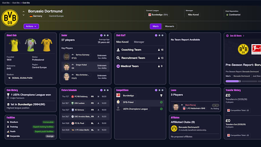Borussia Dortmund on Football Manager 26