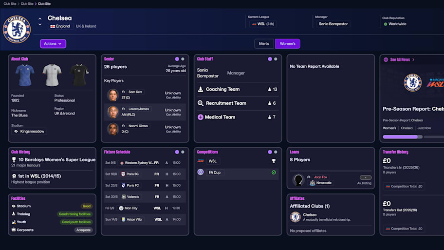 Chelsea Women on Football Manager 26