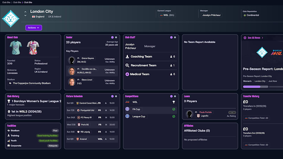 London City on Football Manager 26