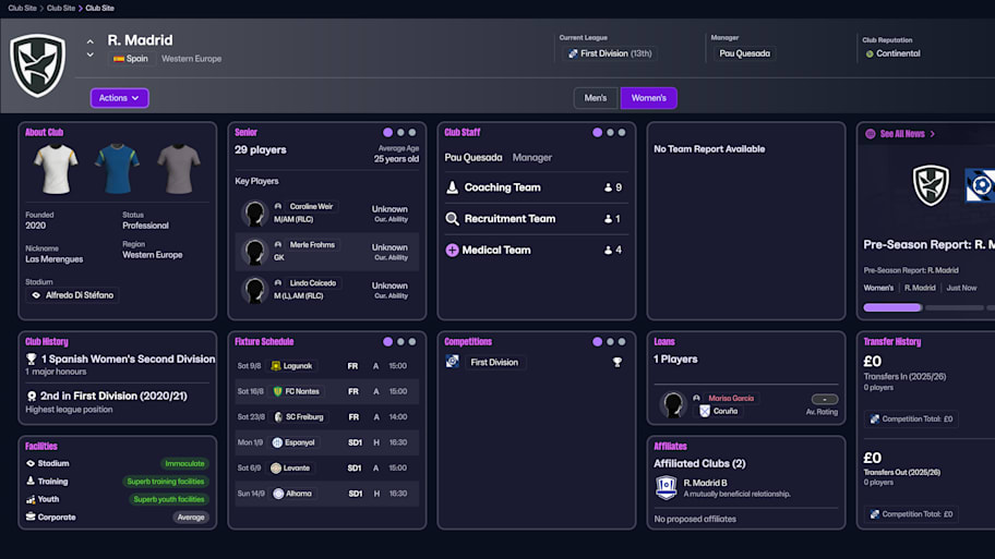 Real Madrid Women on Football Manager 26