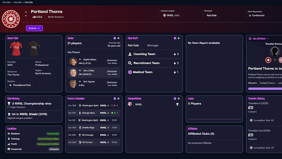 Portland Thorns on Football Manager 26