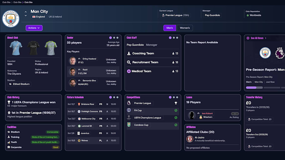 Man City on Football Manager 26