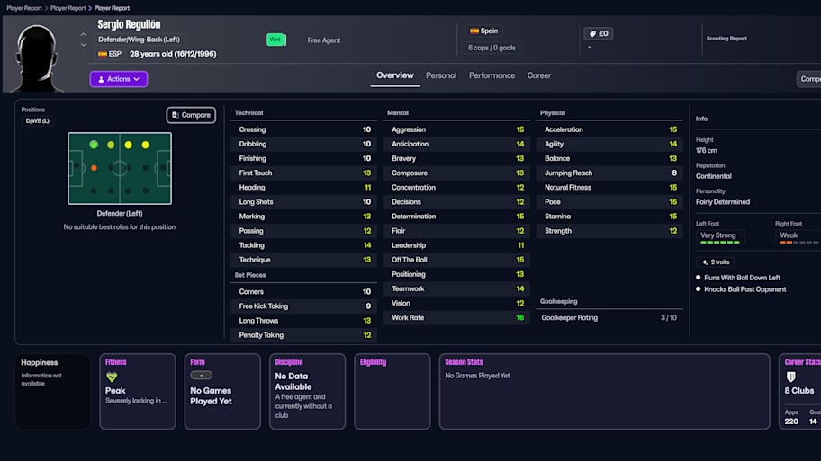Sergio Reguilón on Football Manager 26