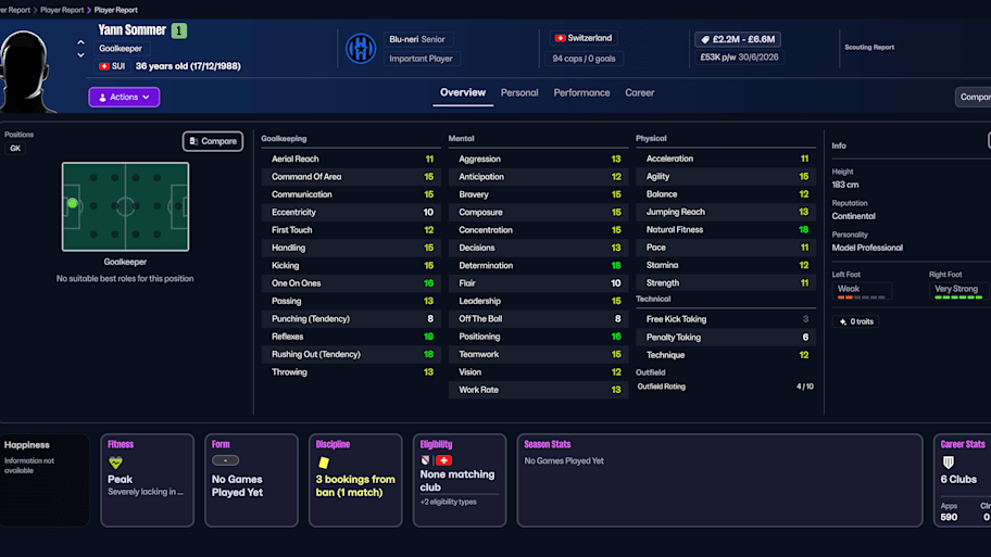 Yann Sommer on Football Manager 26