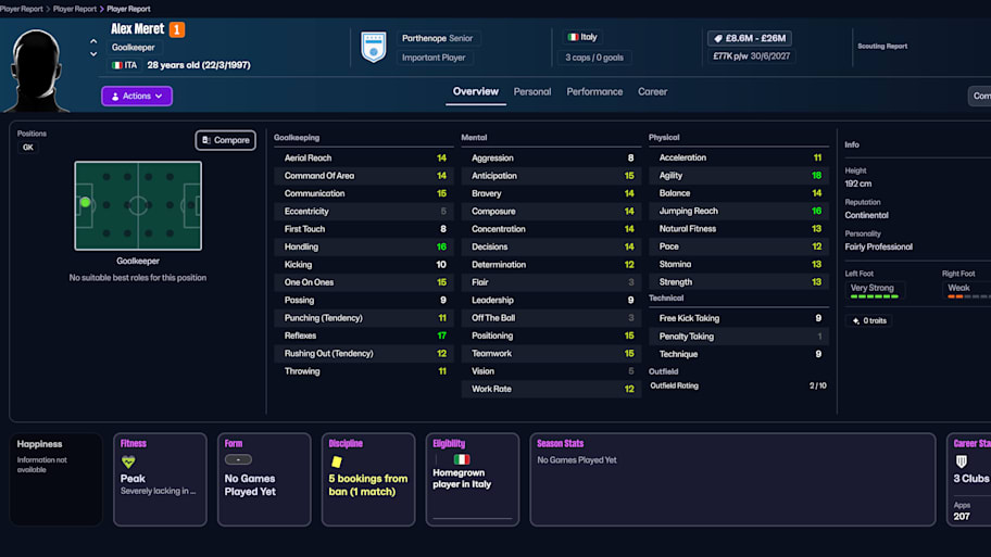 Alex Meret on Football Manager 26