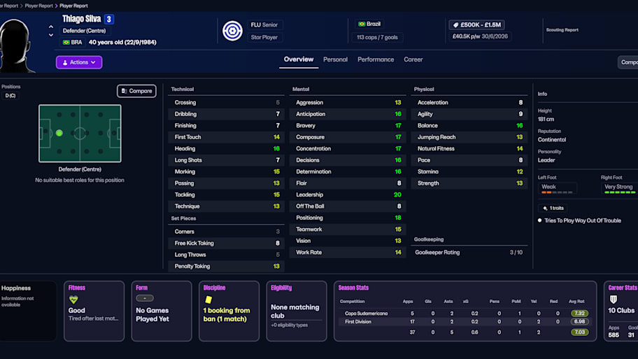 Thiago Silva on Football Manager 26