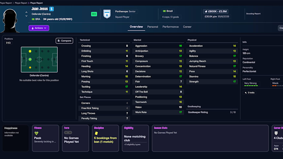 Juan Jesus on Football Manager 26