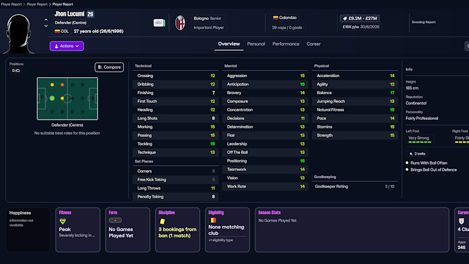 Jhon Lucumí on Football Manager 26