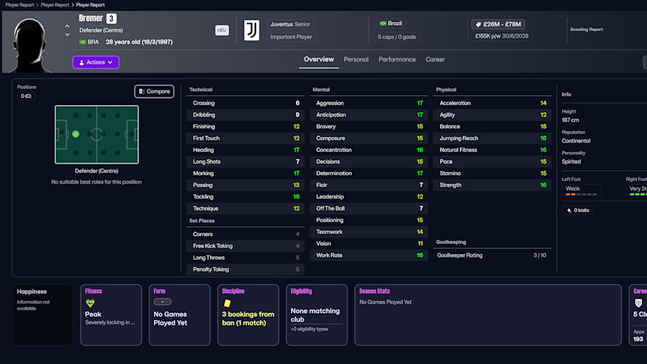 Bremer on Football Manager 26