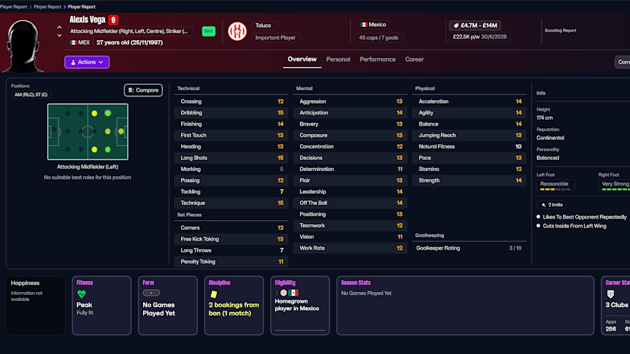 Alexis Vega on Football Manager 26