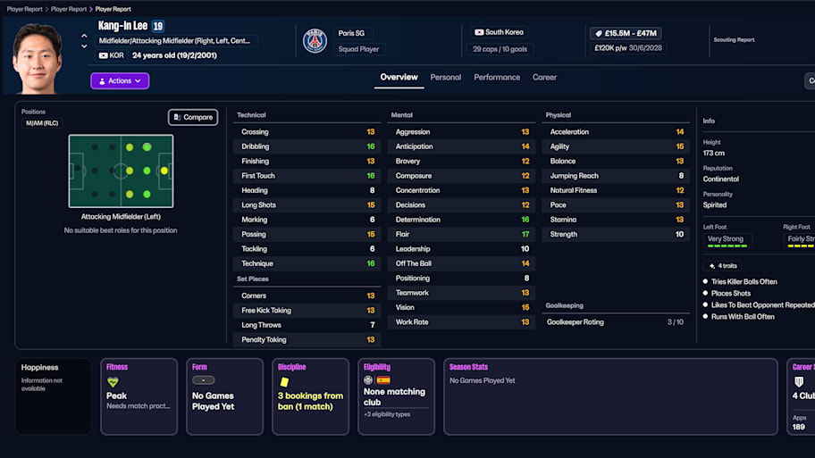 Lee Kang-in on Football Manager 26