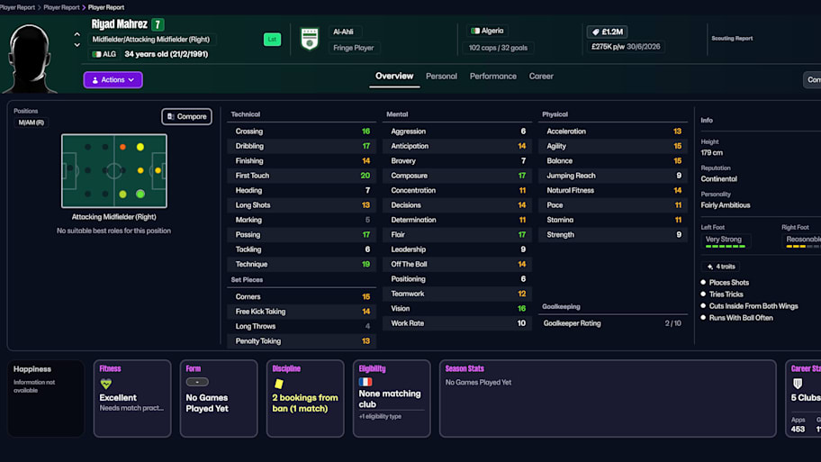 Riyad Mahrez on Football Manager 26