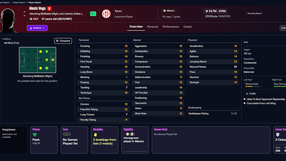 Alexis Vega on Football Manager 26