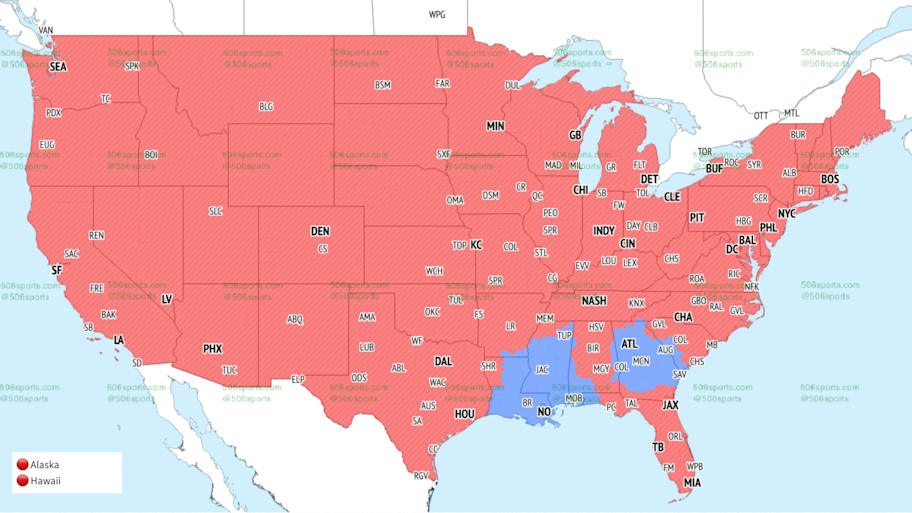 Fox late game coverage map for Week 12. 