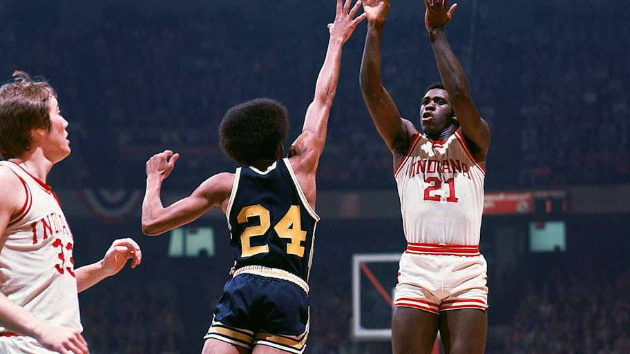 Indiana's Quinn Buckner shoots against Michigan on March 29, 1976.