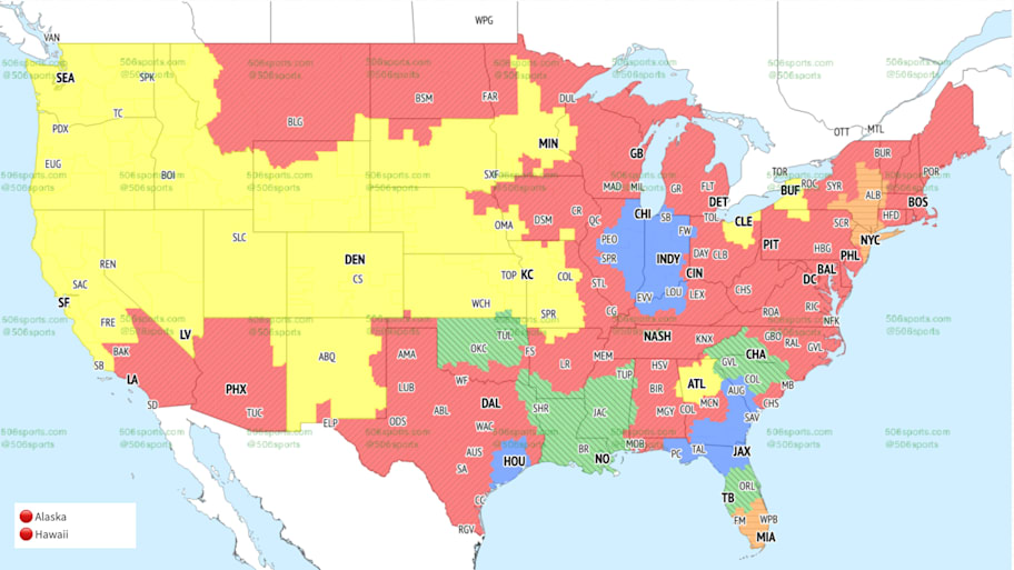 The CBS single game coverage map for Week 14. 