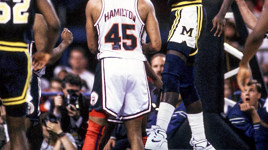 Michigan’s Glen Rice makes a basket against No. 1 seed Illinois in the 1989 Final Four.