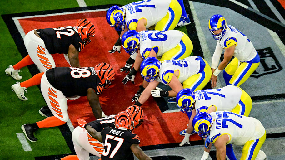 Matthew Stafford prepares to take a snap in Super Bowl LVI.