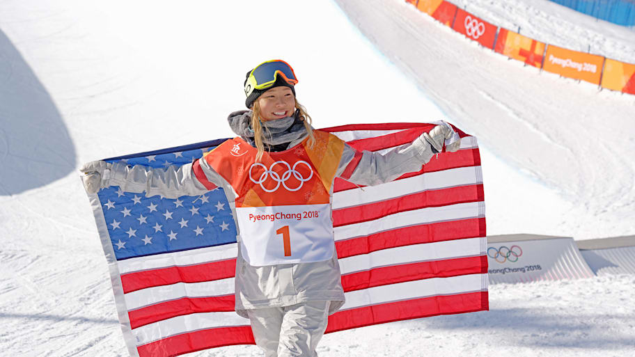 Chloe Kim after winning her first Olympic gold medal in PyeongChang