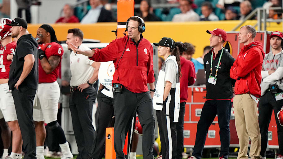Indiana coach Curt Cignetti on the sideline of the College Football Playoff national championship game.