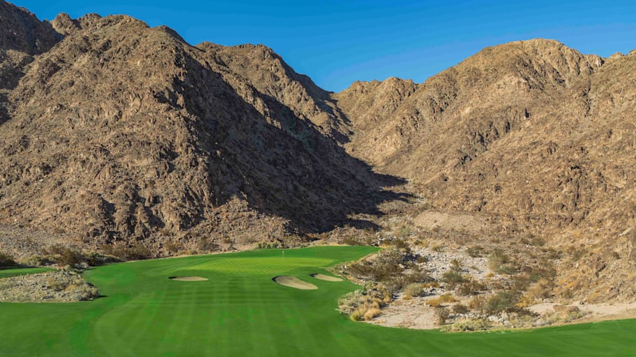 The 14th hole at the PGA West Pete Dye Mountain course.