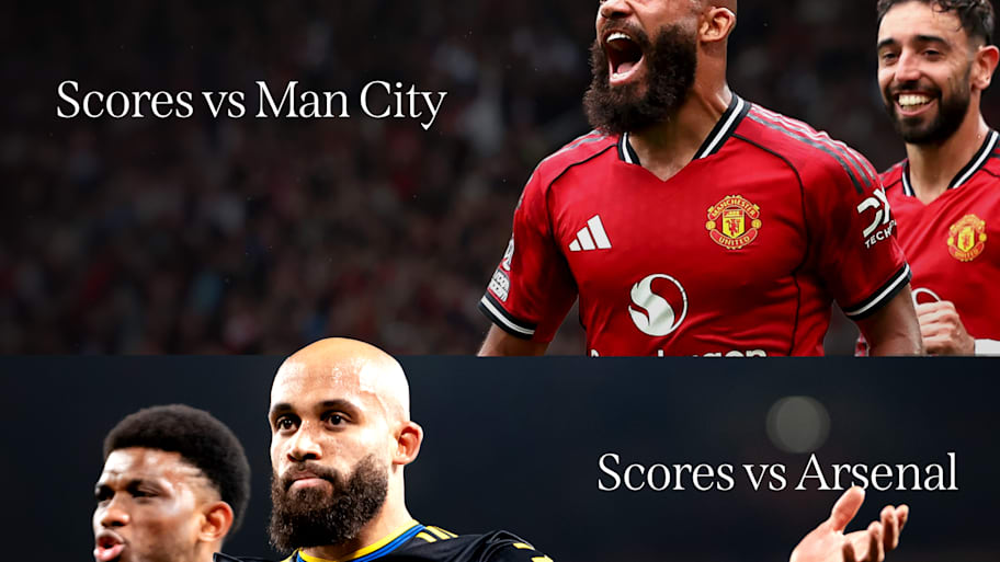 A graphic of Bryan Mbeumo’s important goals in big matches for Man Utd.