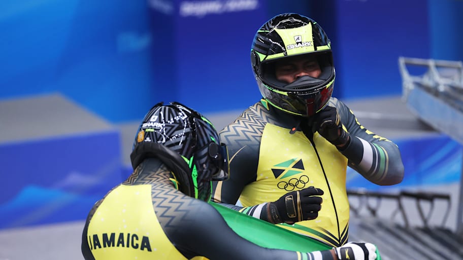 Jamaican bobsledders at the 2022 Beijing Olympics.
