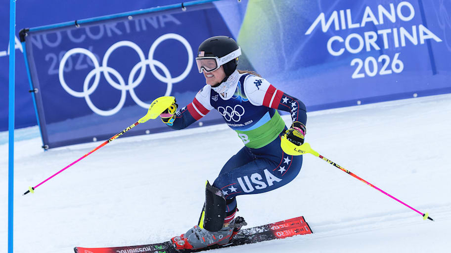 Paula Moltzan doing her slalom run in the team combined