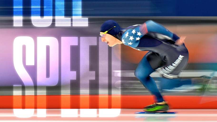 Jordan Stolz of the United States competes in the men's 500m race during the ISU World Cup Speed Skating 