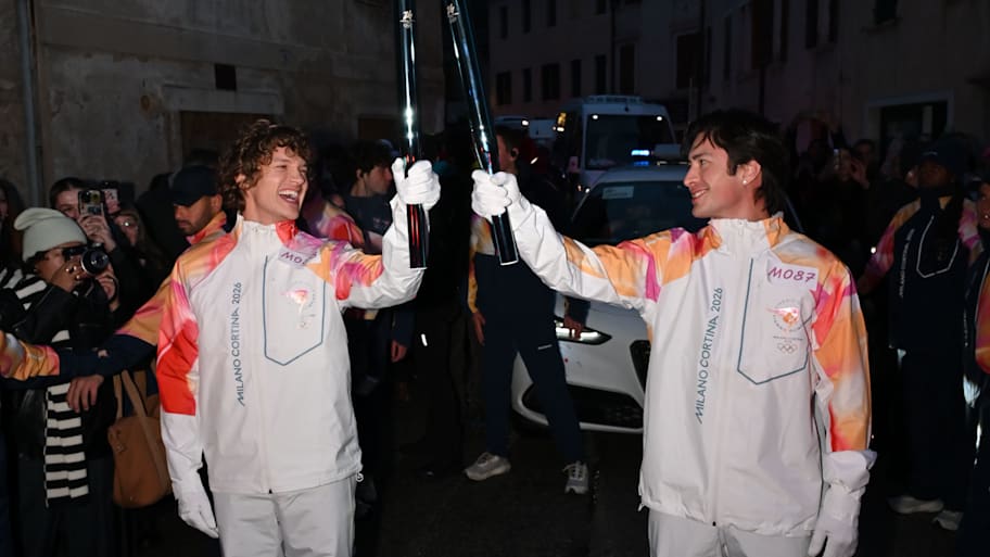 Connor Storrie and Hudson Williams Olympic torch