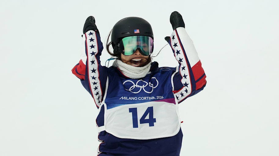 Chloe Kim after her first run in Olympic halfpipe.