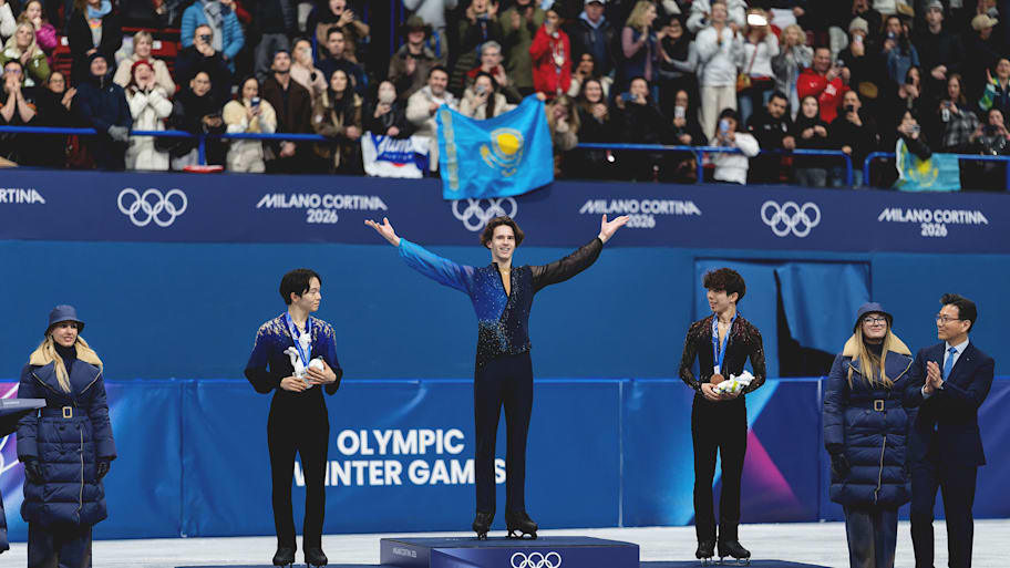 Mikhail Shaidorov after winning Kazakstan’s first figure skating gold medal.
