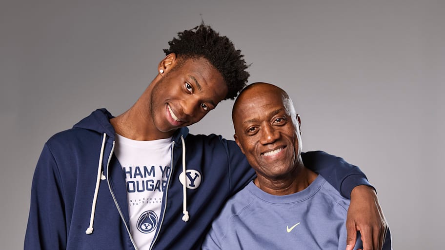 AJ and Ace Dybantsa pose for a photo.