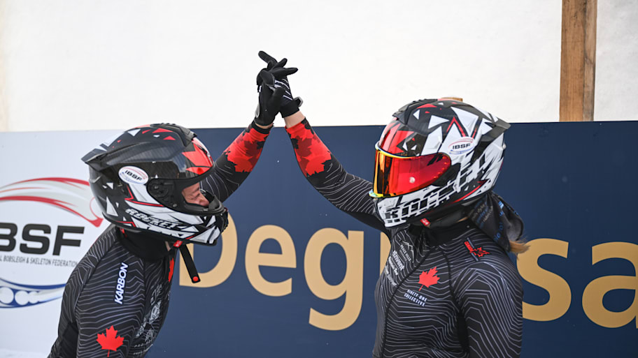 Kelsey Mitchell and a Canadian bobsledder