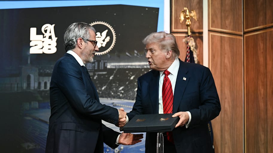 President Donald Trump and Casey Wasserman.