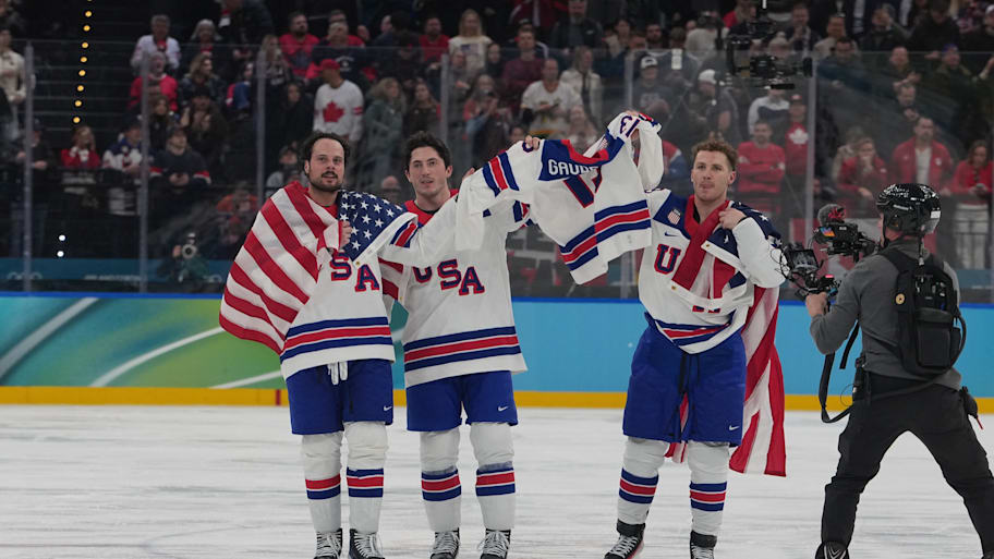 Team USA with Johnny Gaudreau’s U.S. jersey