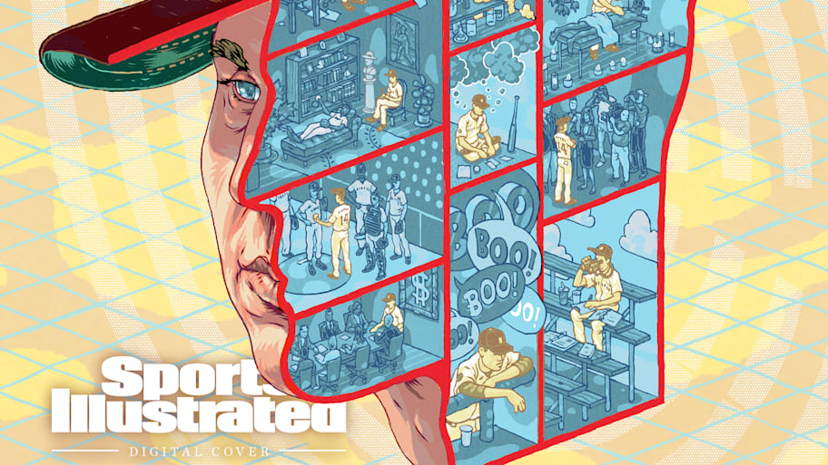 Illustration of inside an MLB manager’s head segmented with different roles he has to play.