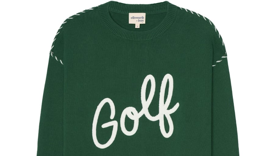 Ellsworth + Ivey Riley crew golf script sweater
