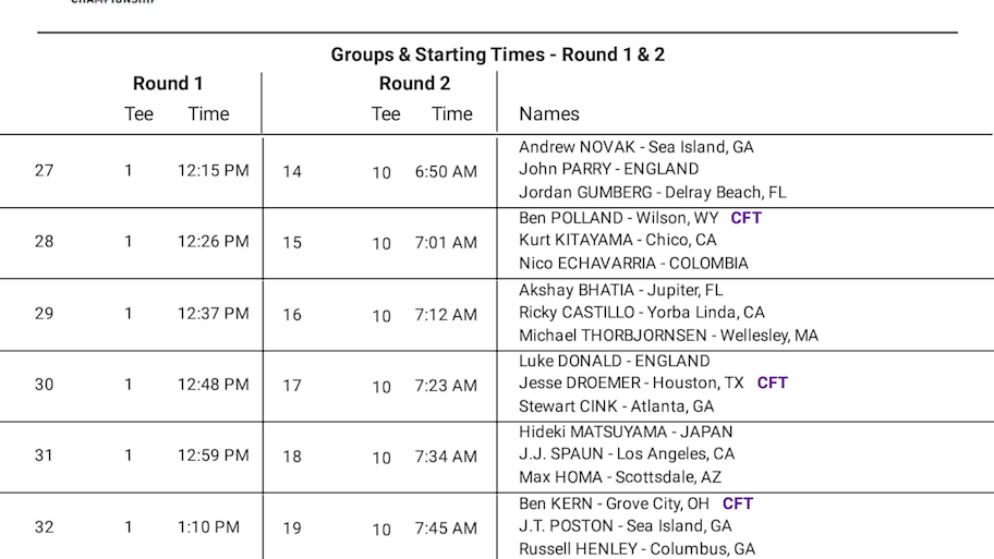 PGA tee times