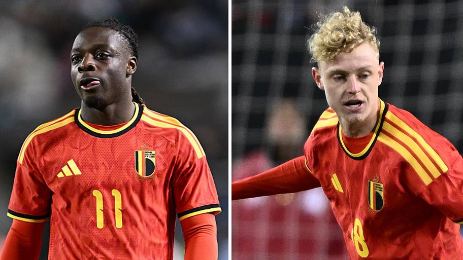 Jérémy Doku and Joaquin Seys of Belgium.