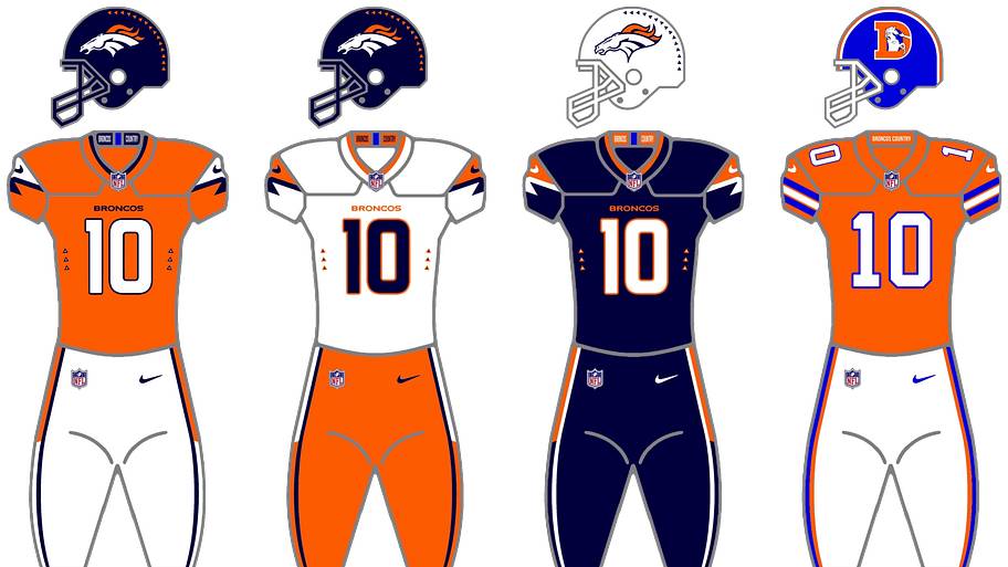 Broncos uniforms.