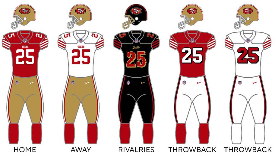 49ers uniforms.