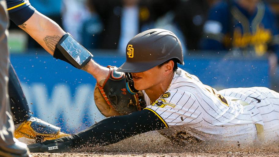Sung-Mun Song slides home
