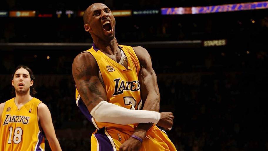 Kobe Bryant celebrating