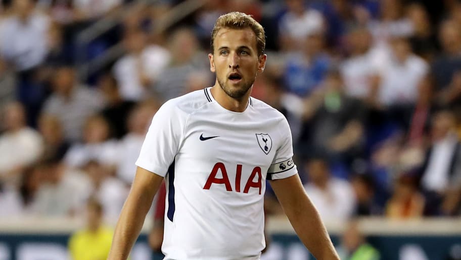 HARRISON, NJ - JULY 25: Harry Kane #10 of Tottenham Hotspur reacts in the second half against Roma during the International Champions Cup on July 25, 2017 at Red Bull Arena in Harrison, New Jersey. (Photo by Elsa/Getty Images)